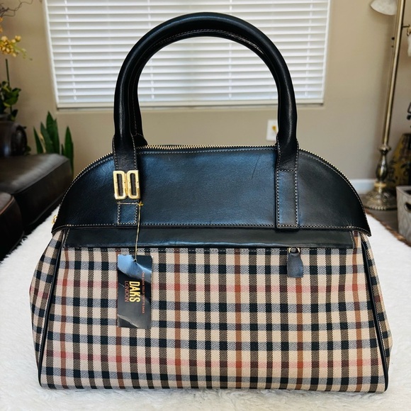 Daks Handbags - Daks Black and Multcolor Checkered Women's Bag 14” X 10” X 4”